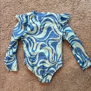 Blue and White Swirl Kids One Piece